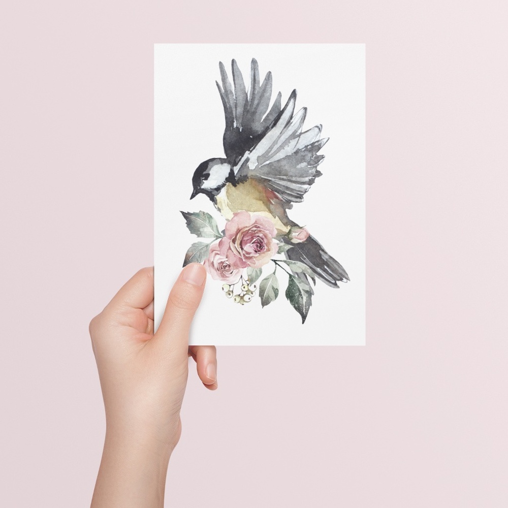 Chickadee Cute Bird Wall Art Print Poster Illustration Unframed - Picture 7 of 16